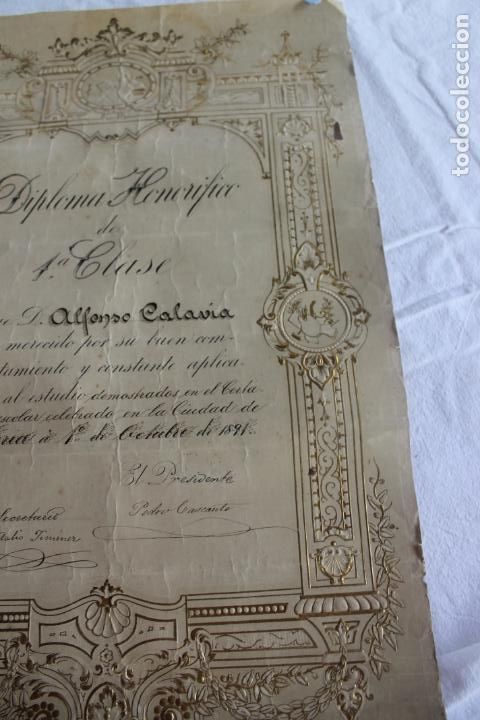 Documentos antiguos: DIPLOMA HONORIFICO SORIA 1891 - Foto 8