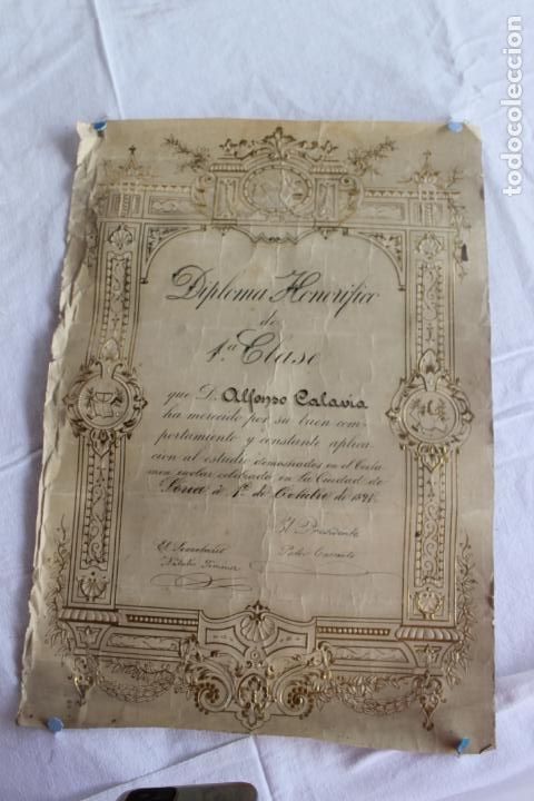 Documentos antiguos: DIPLOMA HONORIFICO SORIA 1891 - Foto 1