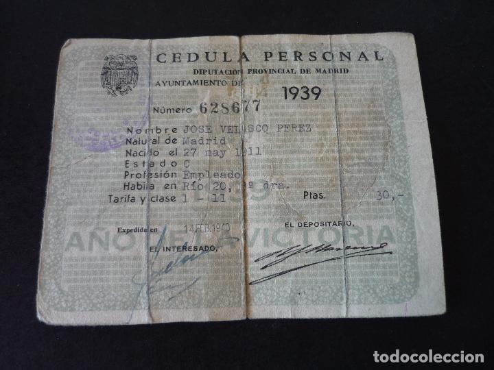 Documentos antiguos: MADRID CEDULA PERSONAL 1939 - Foto 1