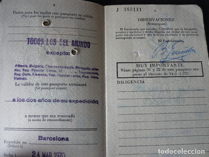 Documentos antiguos: PASAPORTE ESPA&Ntilde;OL 1970 - Foto 4