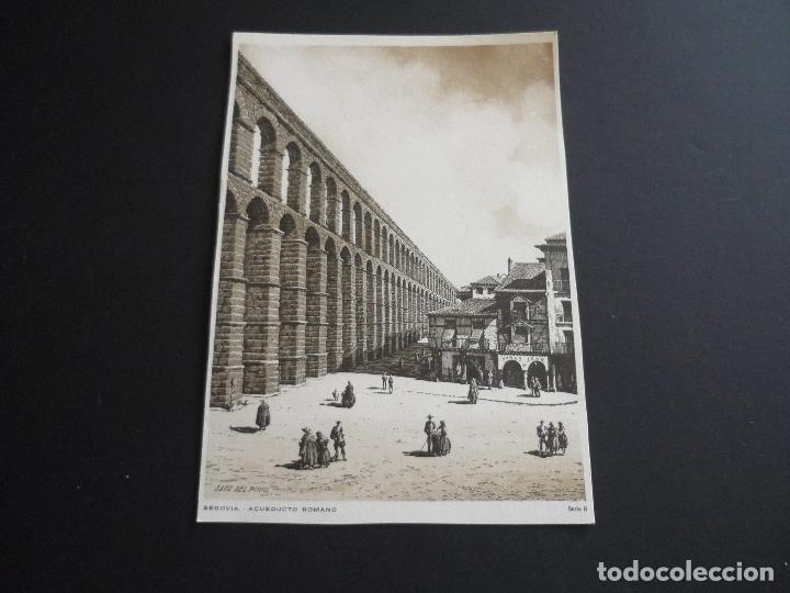 Documentos antiguos: SEGOVIA ACUEDUCTO ROMANO LITOGRAFIA SAINZ DEL POYO 18 X 12 CM