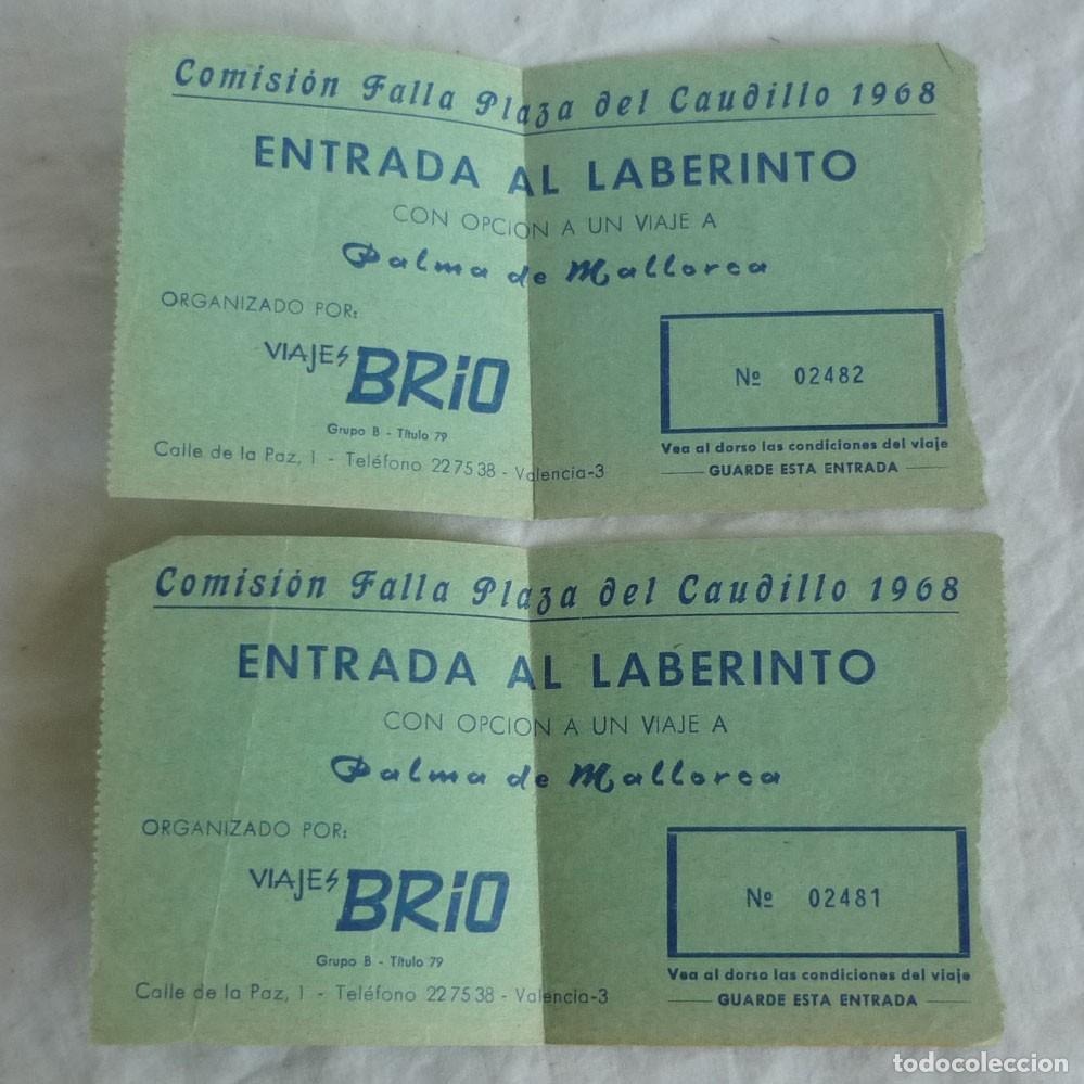 Documentos antiguos: 2 entradas al laberinto, Comisi&oacute;n falla Plaza del Caudillo, Valencia 1968 - Foto 1