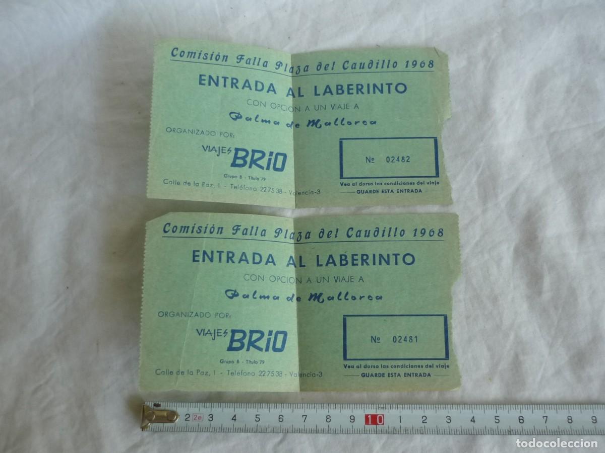 Documentos antiguos: 2 entradas al laberinto, Comisi&oacute;n falla Plaza del Caudillo, Valencia 1968 - Foto 2