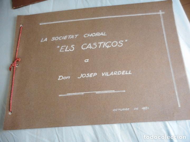 Documentos antiguos: RECUERDO LA SOCIETAT CHORAL ELS CASTI&Ccedil;OS A SU DIRECTOR JOSEP VILARDELL. BARCELONA 1951. AUTOGRAFOS