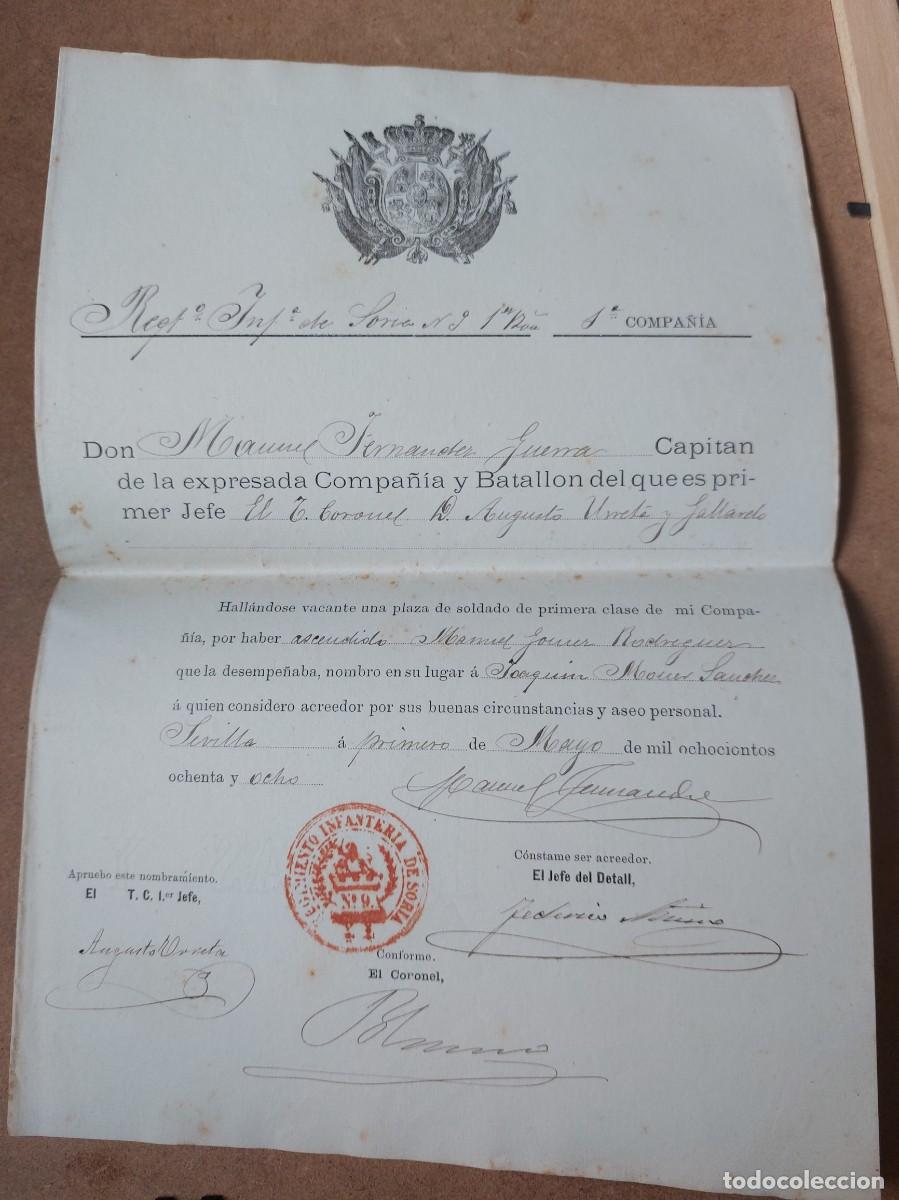 Documentos antiguos: Nombramiento de soldado de primera clase- 1888 - Foto 1