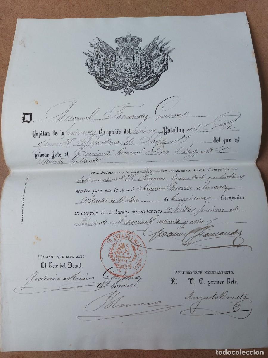 Documentos antiguos: Nombramiento de segunda escuadra- 1888 - Foto 1