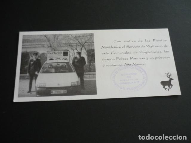 Documentos antigos: MADRID SERVICIO VIGILANCIA POLICIA COMUNIDAD CIUDAD SATELITE LA FLORIDA FELICITACION NAVIDAD 11 X 21