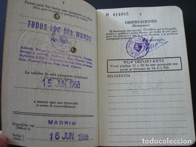Documentos antiguos: PASAPORTE ESPA&Ntilde;A 1966 - Foto 4