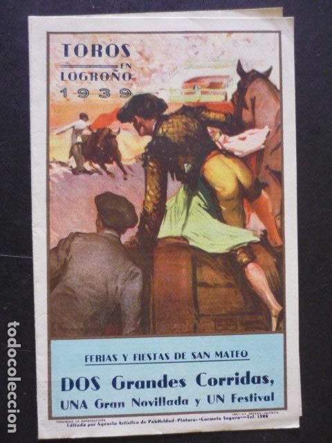 Documenti antichi: LOGRO&Ntilde;O PROGRAMA DIPTICO CORRIDAS DE TOROS 1939