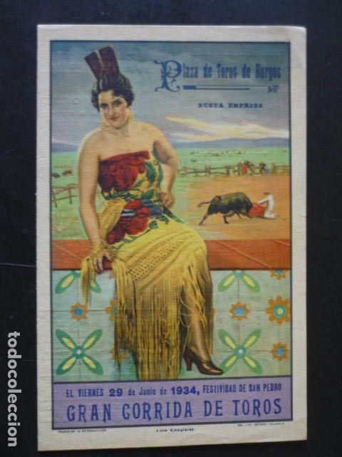 Documentos antiguos: BURGOS PROGRAMA DIPTICO CORRIDAS DE TOROS 1934