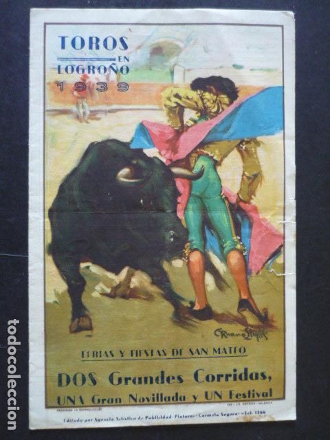 Old Documents: LOGRO&Ntilde;O PROGRAMA DIPTICO CORRIDAS DE TOROS 1939