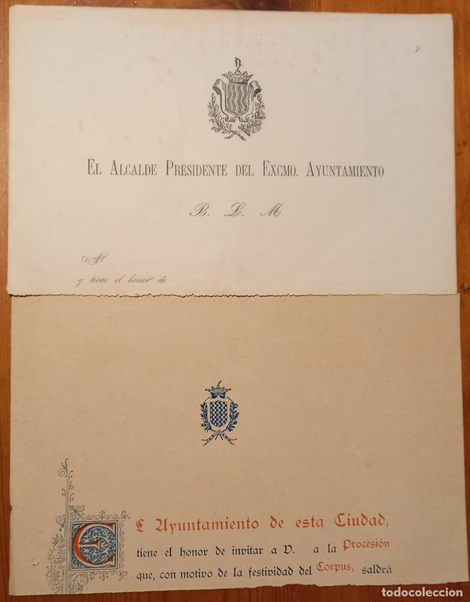 Documentos antiguos: Dos invitaciones del Ayuntamiento de Tarragona. Ca. 1900. - Foto 1