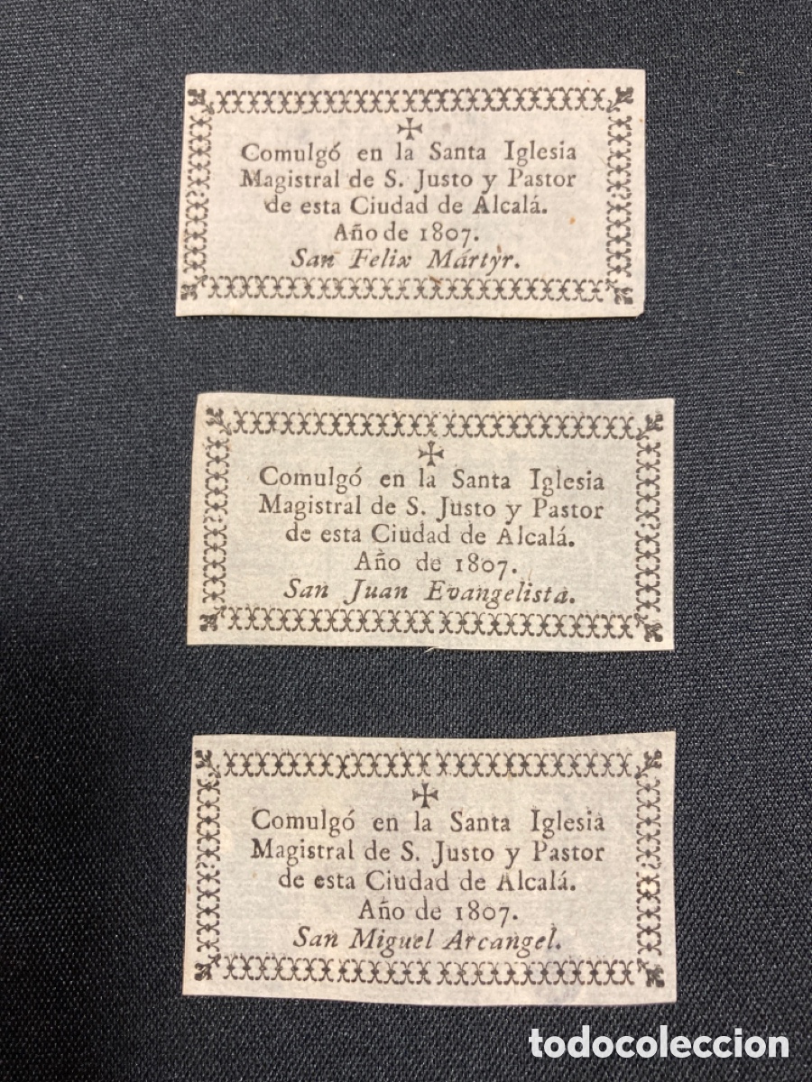 Documentos antiguos: Recordatorios de comuni&oacute;n de 1807 en Alcal&aacute; de Henares - Foto 1