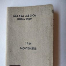 Documentos antiguos: AGENDA MÉDICA (31 PAGINAS) LABORATORIOS MÉDICA IN.TER. NOVIEMBRE 1944,CON HOJAS PUBLICITARIAS (DESCR