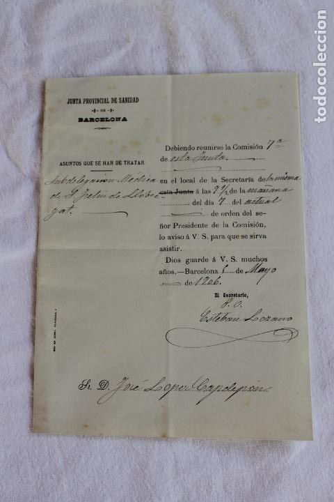 Documentos antiguos: JUNTA PROVINCIAL DE SANIDAD BARCELONA 1906 - Foto 5