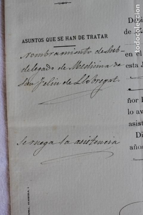 Documentos antiguos: JUNTA PROVINCIAL DE SANIDAD BARCELONA 1906 - Foto 7