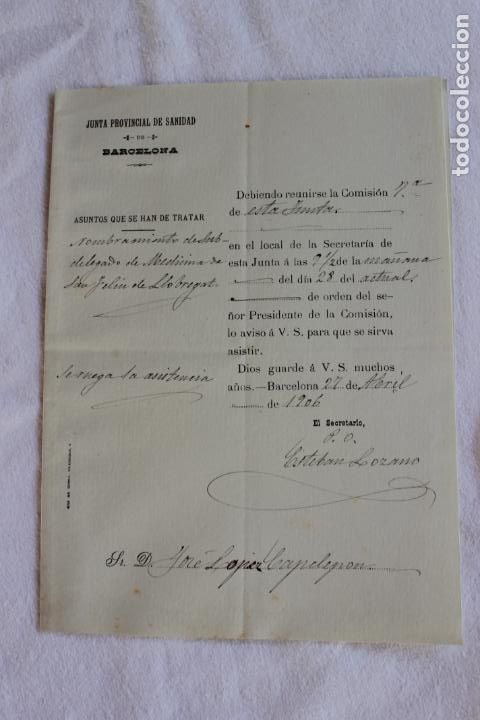 Documentos antiguos: JUNTA PROVINCIAL DE SANIDAD BARCELONA 1906 - Foto 9