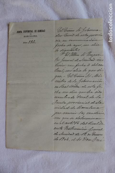 Documentos antiguos: JUNTA PROVINCIAL DE SANIDAD BARCELONA 1906 - Foto 13