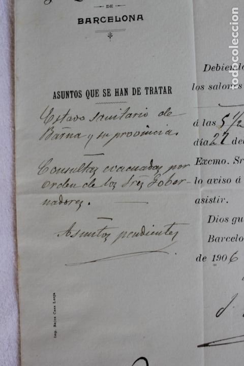 Documentos antiguos: JUNTA PROVINCIAL DE SANIDAD BARCELONA 1906 - Foto 15