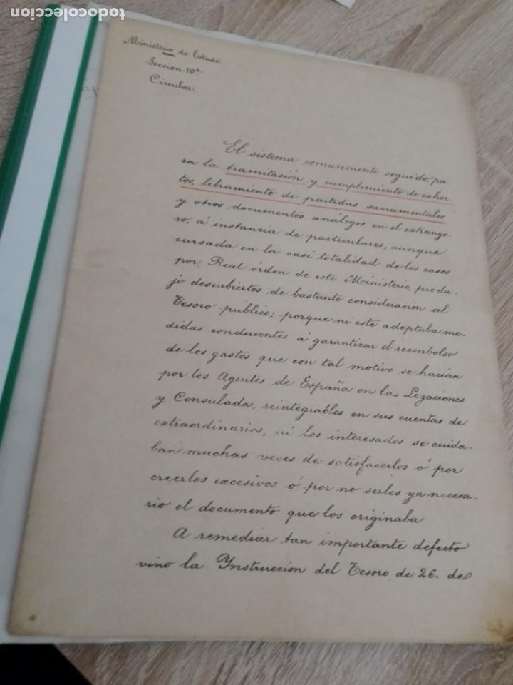Documentos antiguos: Ministerio de Estado. Circular 1889 Exhortos. Legaciones y consulados. Documento oficial