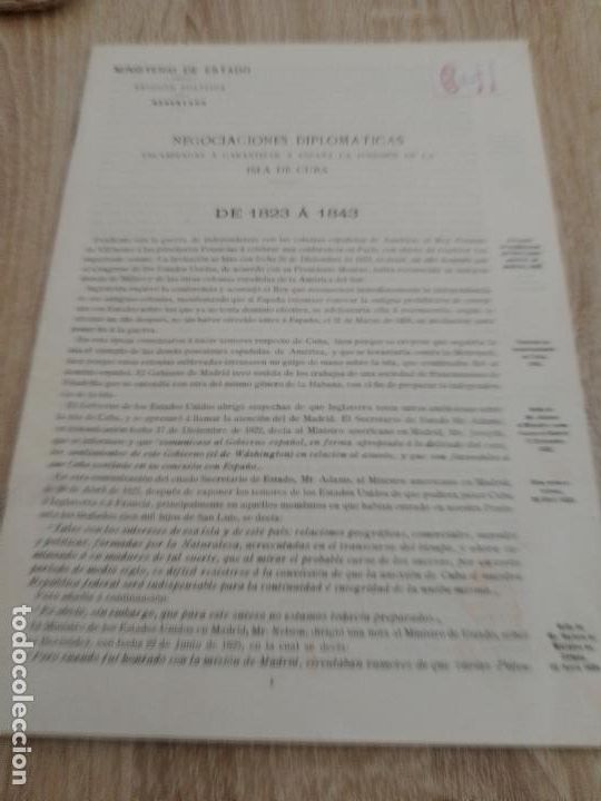 Documentos antiguos: Ministerio de Estado. Isabel II 1853 . Isla de Cuba. Documento impreso