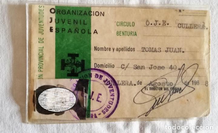 Documentos antiguos: ANTIGUO CARNET / OLD ID CARD: OJE. ORGANIZACION JUVENIL ESPA&Ntilde;OLA . CULLERA 1968