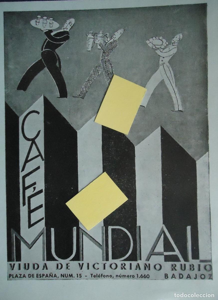 Documentos antiguos: publicidad vintage 1937 cafe mundial victoriano rubio badajoz extremadura art deco a&ntilde;os 20