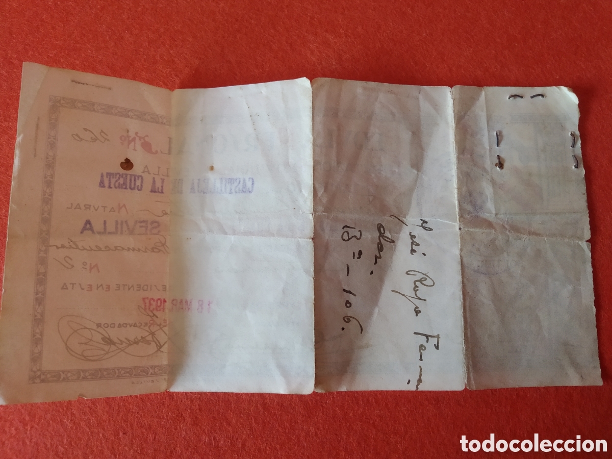 Documentos antiguos: ANTIGUA CEDULA PERSONAL A&Ntilde;O 1937 - Foto 2
