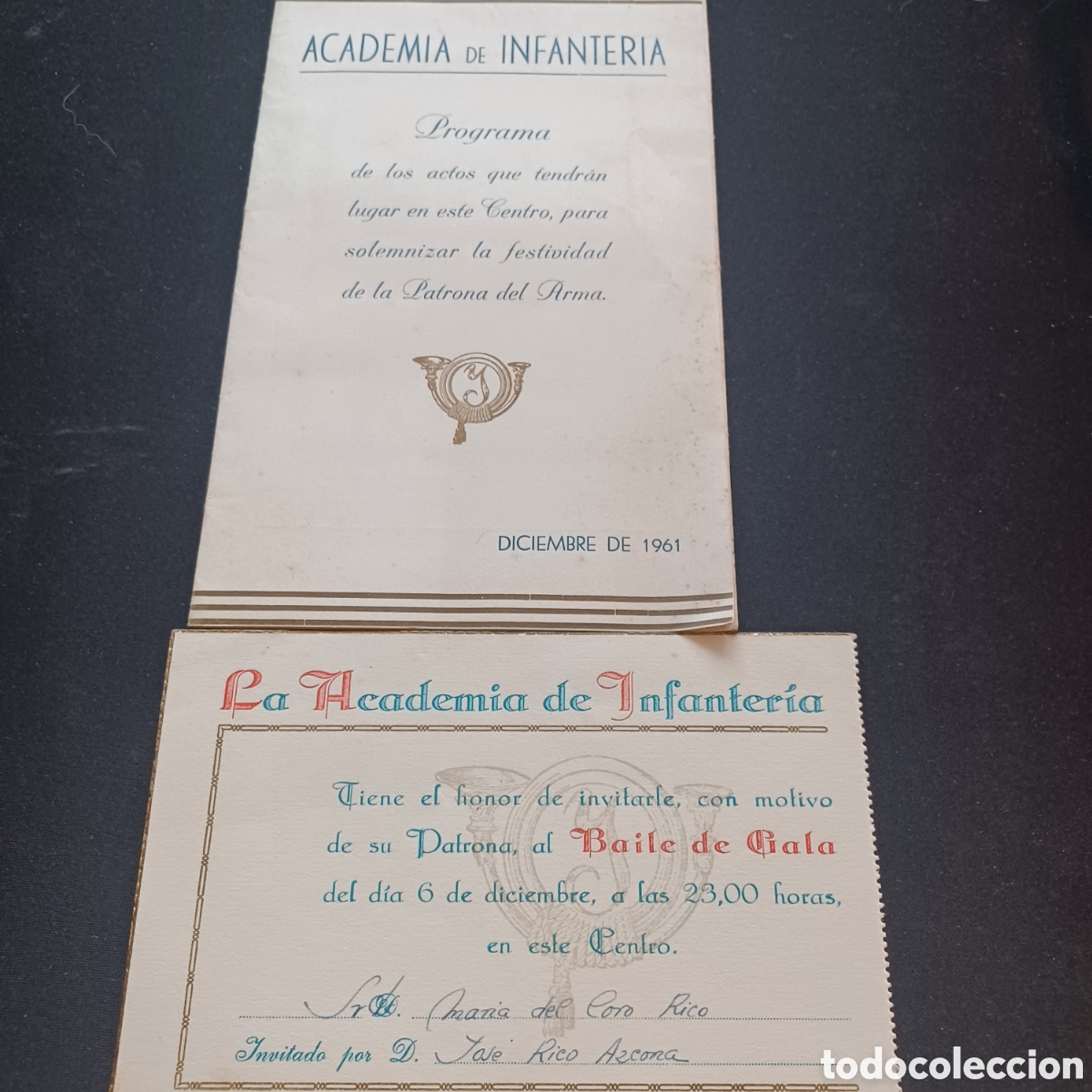 Documentos antiguos: ACADEMIA DE INFANTERIA 1961 -INVITACION Y PROGRAMA BAILE DE GALA - Foto 2