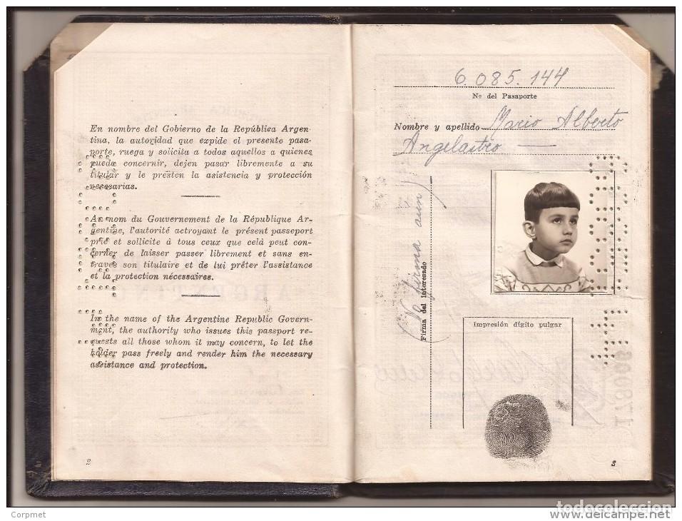 Documentos antiguos: PASAPORTE ARGENTINA para ni&ntilde;o de 5 a&ntilde;os - Multiples VISAS y SELLOS CONSULARES de BRASIL e ITALIA