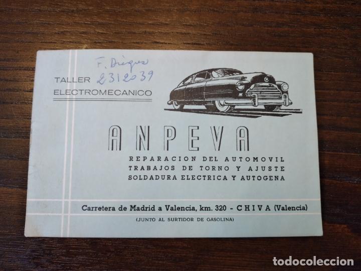 Documenti antichi: CHIVA VALENCIA TALLER MECANICO ANPEVA TARJETA PUBLICITARIA