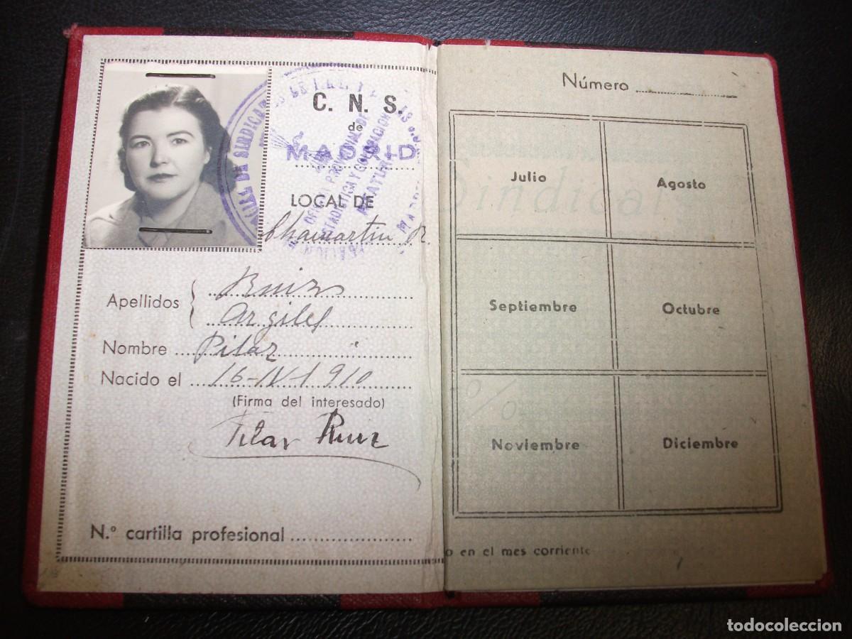 Documentos antiguos: 1944 MADRID CARNET C. N. S. FALANGE - Foto 2