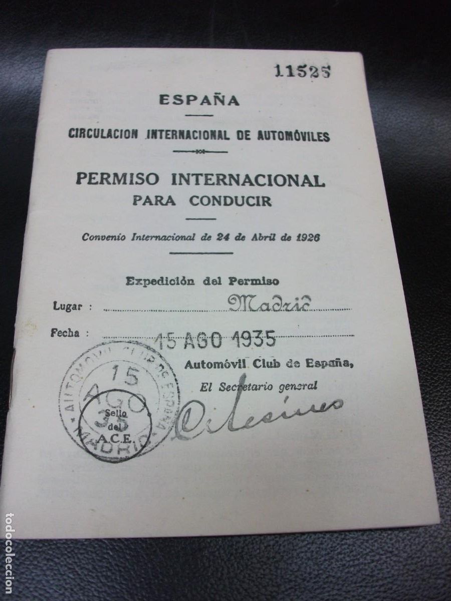 Documentos antiguos: 1935 CARNET DE CONDUCIR INTERNACIONAL MADRID - Foto 1