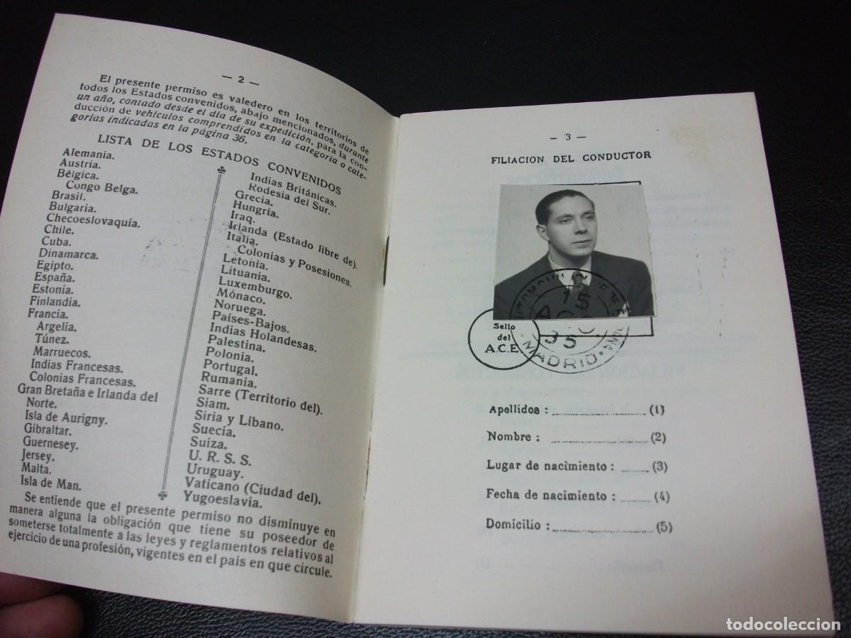 Documentos antiguos: 1935 CARNET DE CONDUCIR INTERNACIONAL MADRID - Foto 2