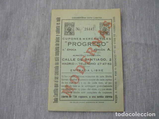 Documentos antiguos: ALBUM CUPONES MERCANTILES PROGRESO VALES COMERCIOS MADRID