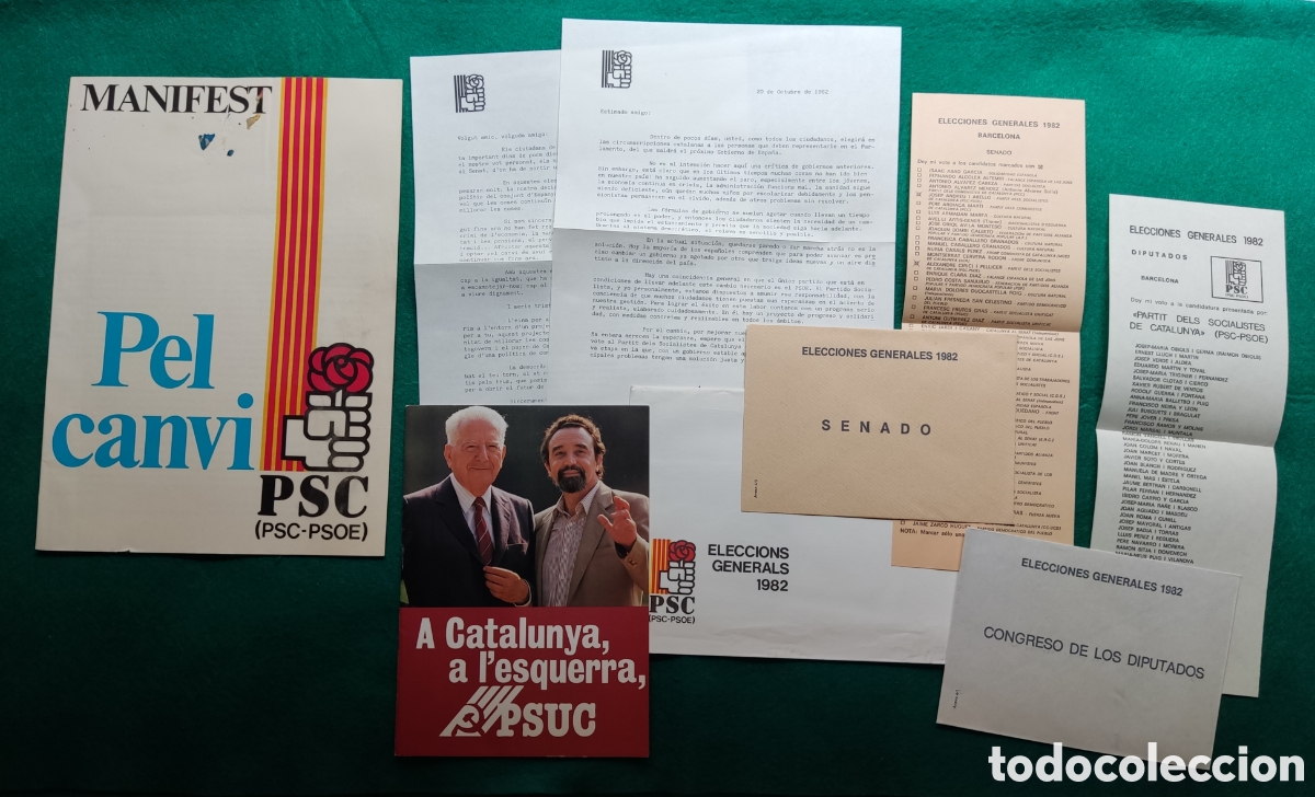 Documentos antiguos: CATALUNYA PROPAGANDA ELECTORAL PSC PSUC A&Ntilde;O 1982 - Foto 1