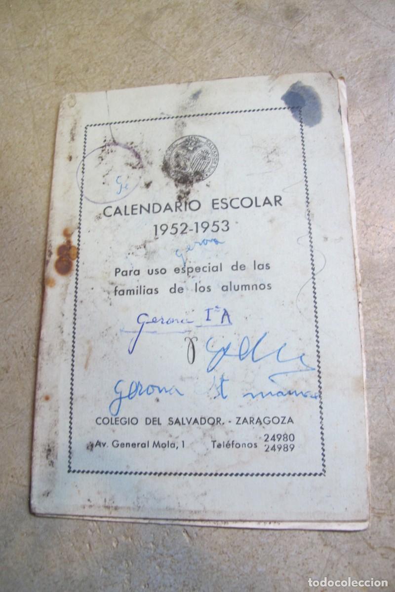 Documentos antigos: CALENDARIO ESCOLAR 1952-1953 COLEGIO DEL SALVADOR ZARAGOZA