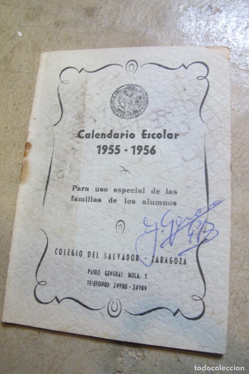 Documentos antigos: CALENDARIO ESCOLAR 1955 - 1956 COLEGIO DEL SALVADOR ZARAGOZA
