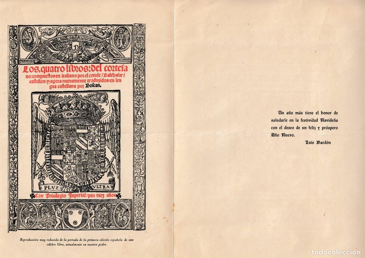 Old Documents: FELICITACION DE NAVIDAD DE LUIS BARDON LOPEZ LIBRERO ANTICUARIO