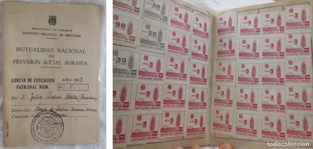 Documentos antiguos: LIBRETA DE COTIZACI&Oacute;N PATRONAL. 1963 MUTUALIDAD NACIONAL DE PREVISION SOCIAL AGRARIA
