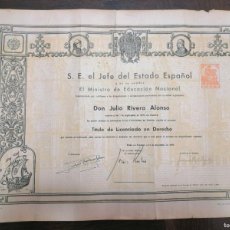 Documentos antiguos: TITULO LICENCIADO EN DERECHO 1950.ENVIO INCLUIDO