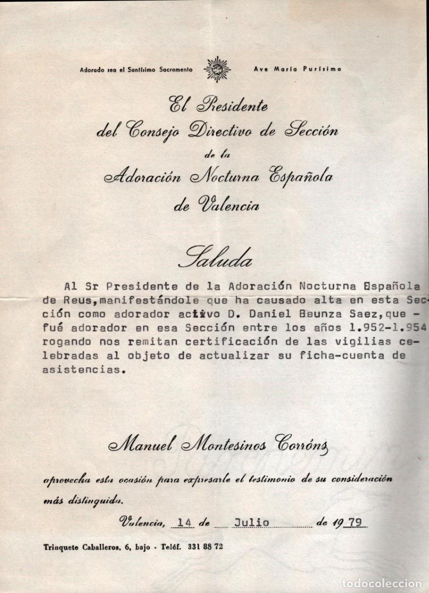 Documentos antiguos: Adoraci&oacute;n Nocturna Espa&ntilde;ola de Valencia manuel Montesinos 1979