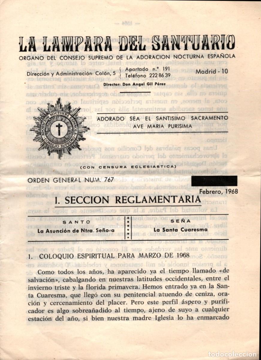 Documentos antiguos: La Lampara del Santurario Madrid 1968