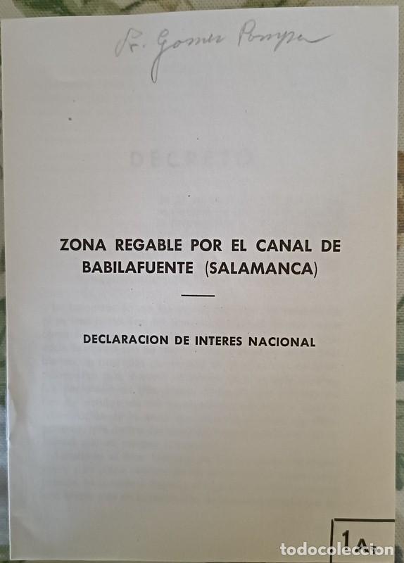 Documentos antiguos: 1956, PLAN GENERAL DE COLONIZACION, ZONA REGABLE POR EL CANAL DE BABILAFUENTE, SALAMANCA