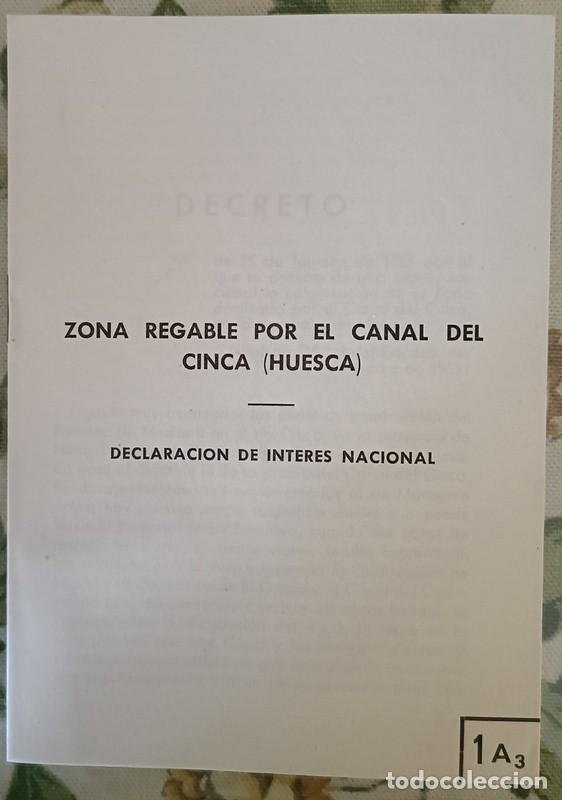 Documentos antiguos: 1955, PLAN GENERAL DE COLONIZACION, ZONA REGABLE POR EL CANAL DEL CINCA, HUESCA