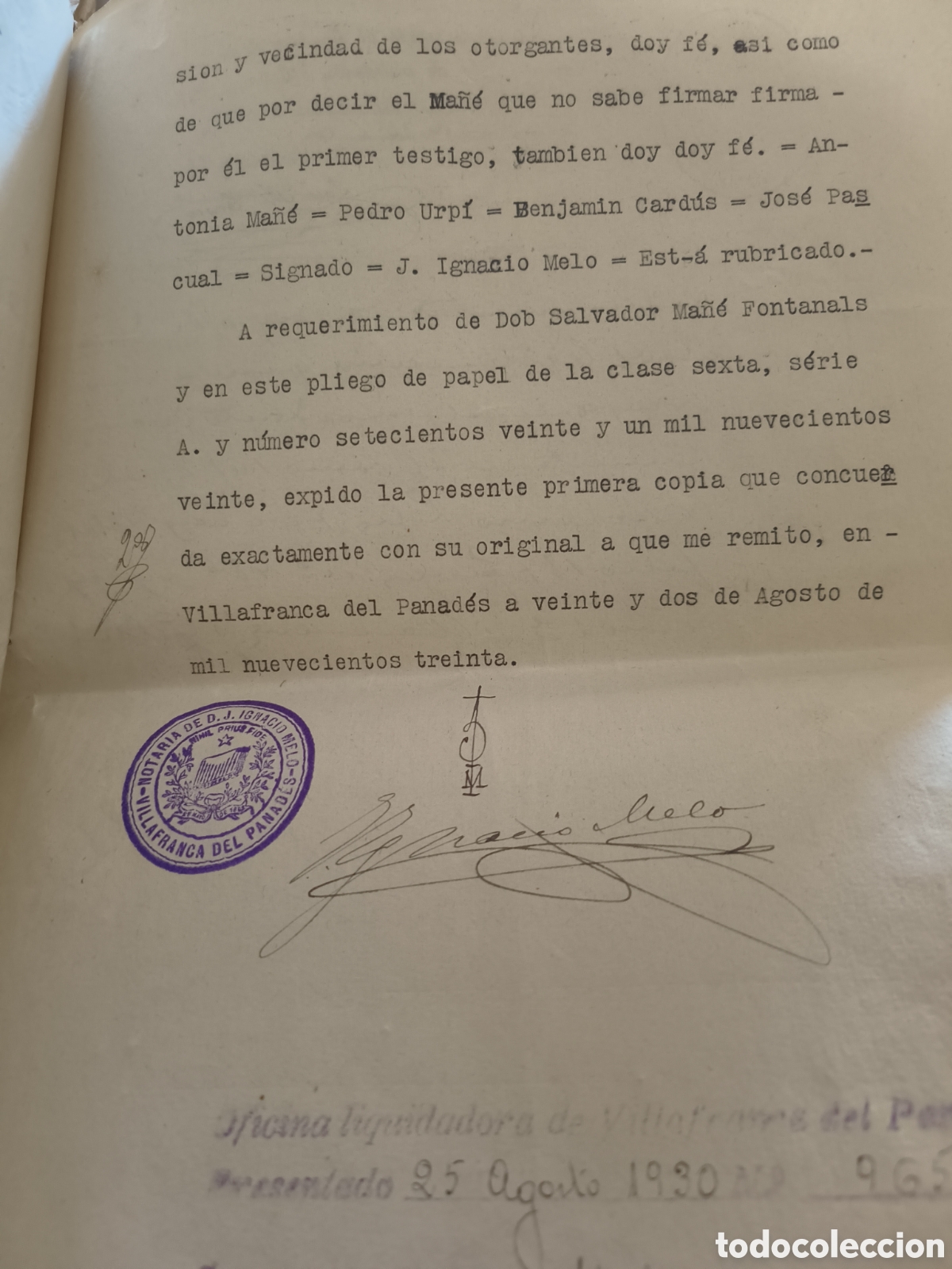 Documentos antiguos: Escritura carta de pago 1930 - Foto 5