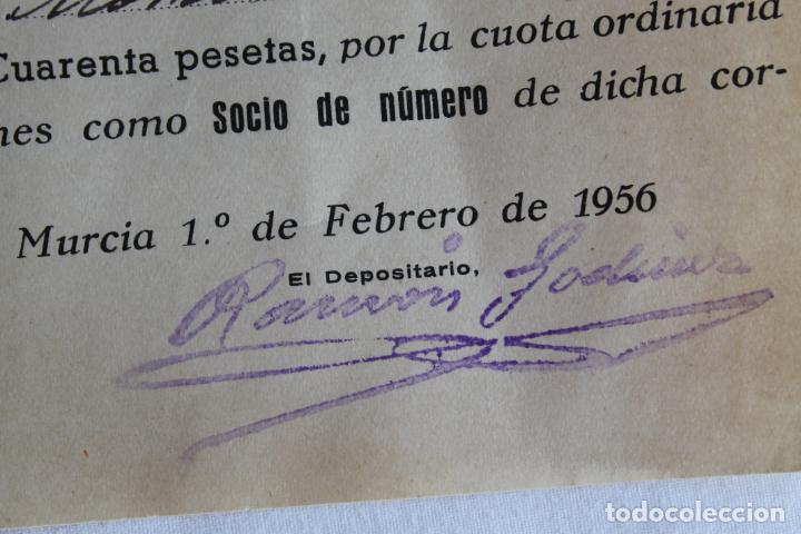 Documentos antiguos: RECIBO CASINO DE MURCIA 1956 - Foto 3