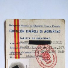Documentos antiguos: TARJETA DE IDENTIDAD,FEDERACIÓN ESPAÑOLA DE MONTAÑISMO,AÑO 1964.