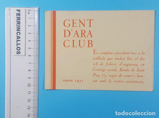Alte Dokumente: GENT D'ARA CLUB, INVITACI&Oacute;N A UNA VELADA MUSICAL 1931. EL RAM D'OLIVERA Y THE ORIGINAL SYNCOPATERS