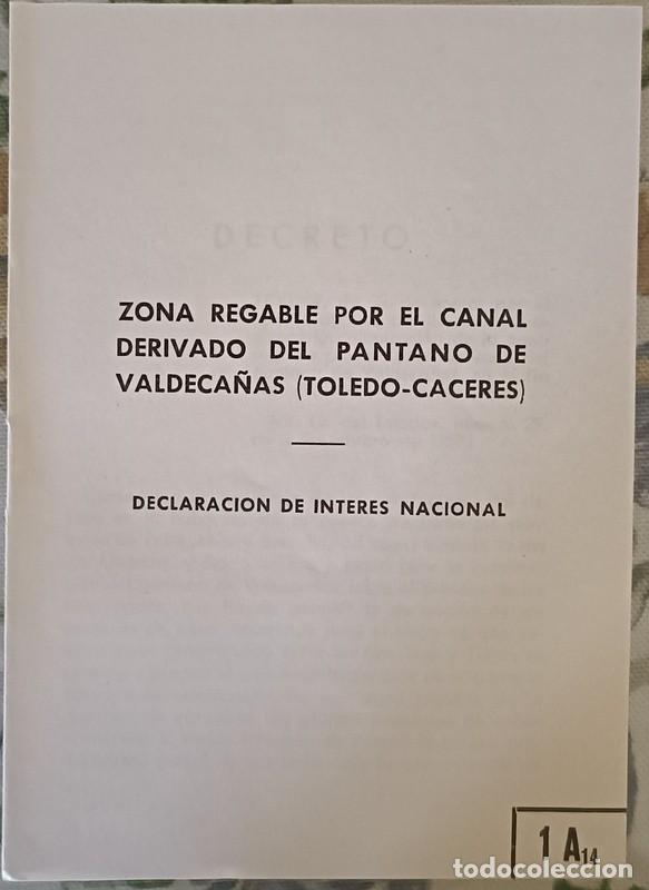 Old Documents: 1959, PLAN GENERAL DE COLONIZACION, ZONA REGABLE CANAL DERIVADO DEL PANTANO DE VALDECA&Ntilde;AS, TOLEDO CA